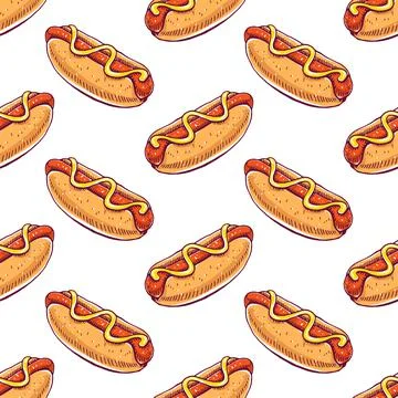 Seamless background with hot dogs Stock-Illustration