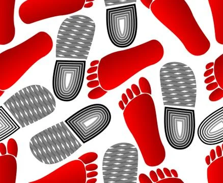 Seamless background with human tracks Stock Illustration