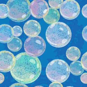 Seamless background with illustration of soap bubbles Stock Illustration