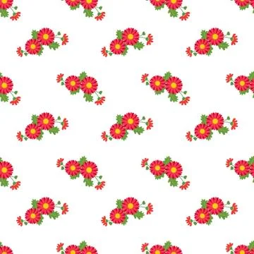 Seamless background image colorful botanic flower leaf plant asteraceae red d Illustrazione stock