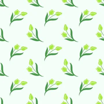 Seamless background image colorful botanic flower leaf plant green tulip Stock Illustration