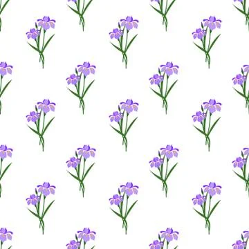 Seamless background image colorful botanic flower leaf plant purple iris Illustrazione stock