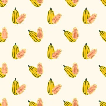 Seamless background image colorful vegetable food ingredient delicata squash Illustrazione stock