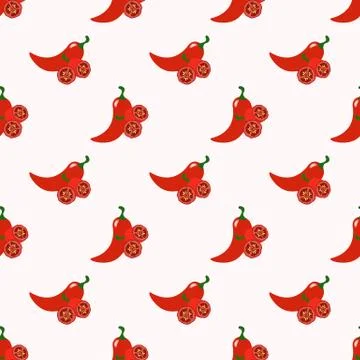 Seamless background image colorful vegetable food ingredient red jalapeno pep Stock Illustration