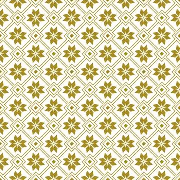 Seamless background image of golden square geometry flower pattern. Stock Illustration