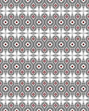 Seamless background image of grey round geometry flower pattern. Stock Illustration