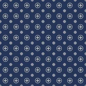 Seamless background image of navy blue cross round pattern. Illustrazione stock