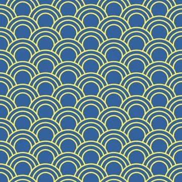 Seamless background image of oriental fish scale round curve line Stock Illustration
