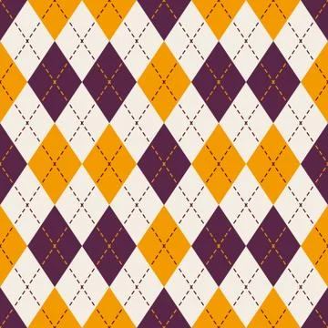 Seamless background image of purple and yellow diamond check dot line pattern Stockillustratie