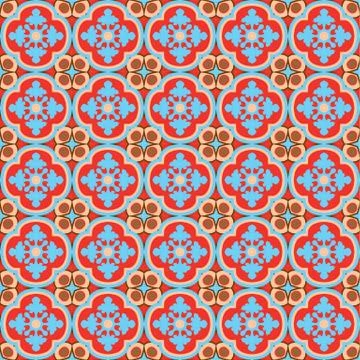 Seamless background image of retro red blue curve cross kaleidoscope 스톡 일러스트