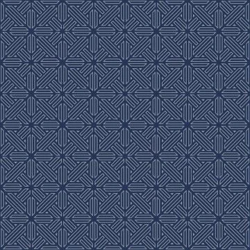 Seamless background image of vintage blue geometry line pattern. 스톡 일러스트