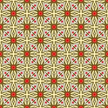 Seamless background image of vintage cross geometry red star flower pattern. Illustrazione stock