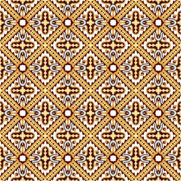 Seamless background image of vintage geometry cross kaleidoscope pattern. Stock Illustration