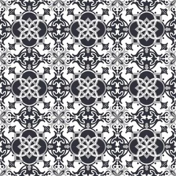Seamless background image of vintage gray tone round square cross kaleidoscop Stock Illustration