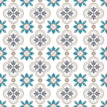 Seamless background image of vintage round flower dot kaleidoscope pattern. Illustrazione stock