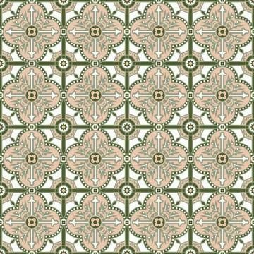 Seamless background image of vintage round circle cross geometry pattern. Stock Illustration