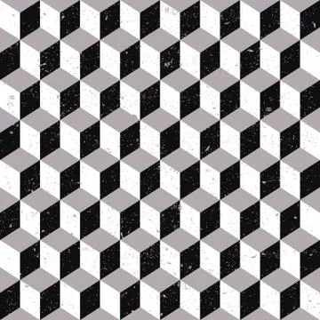 Seamless background image of worn out grey tone cubic square geometry pattern Stock Illustration