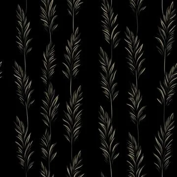 Seamless background with individual dark fall wheat patterns Stock Illustration