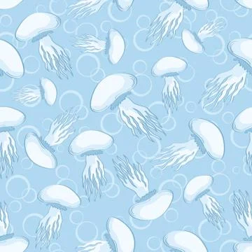 Seamless background, jellyfish Stock Illustration