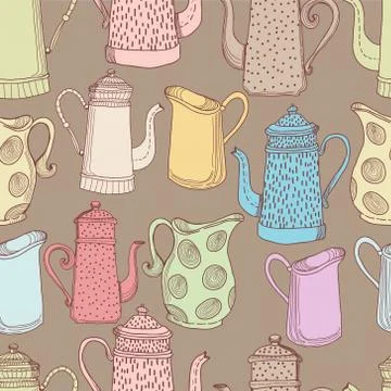 Seamless background with jugs Stock Illustration