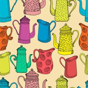 Seamless background with jugs Stock Illustration
