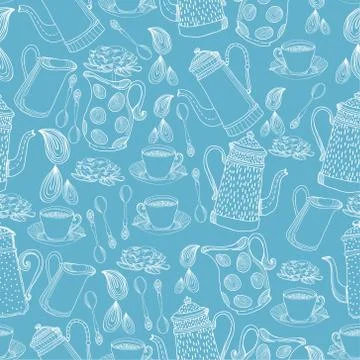 Seamless background with jugs Stock Illustration