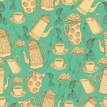 Seamless background with jugs Stock Illustration