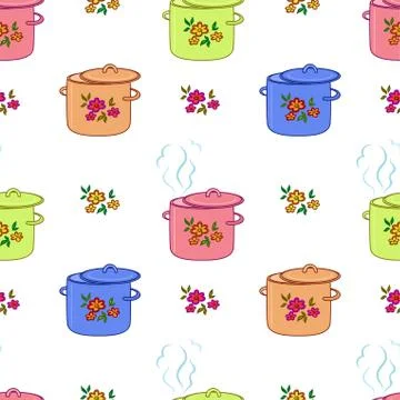 Seamless background, kitchen pan Stock Illustration