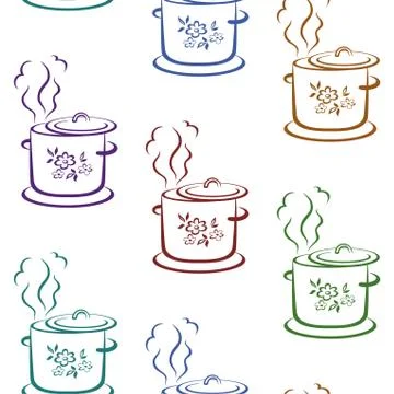 Seamless background, kitchen pan Illustrazione stock