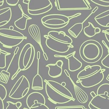 Seamless background with kitchen utensil Stock Illustration