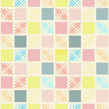 Seamless background with kradrats of different colors. Pattern in pastel Stock Illustration