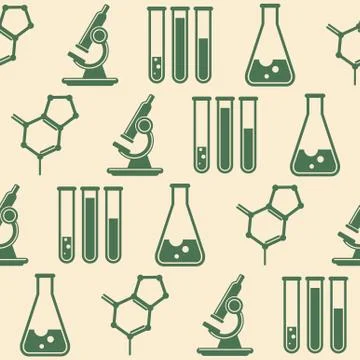 Seamless background with laboratory equipment Stock Illustration