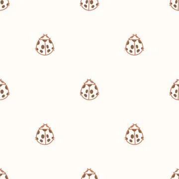 Seamless background ladybug gender neutral baby pattern. Simple whimsical Stock Illustration