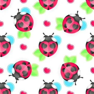 Seamless background with ladybug. Simple pattern. Vector Illustrazione stock