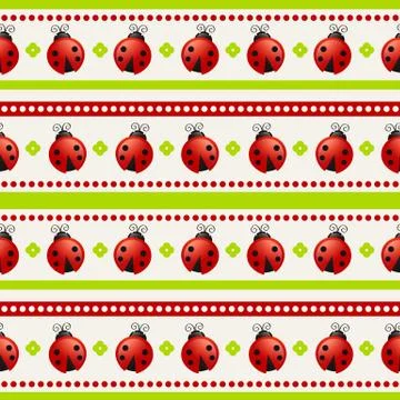 Seamless background with ladybugs. Vector pattern. Stock Illustration