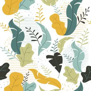 Seamless Background with Leaves on White Background Stock Illustration