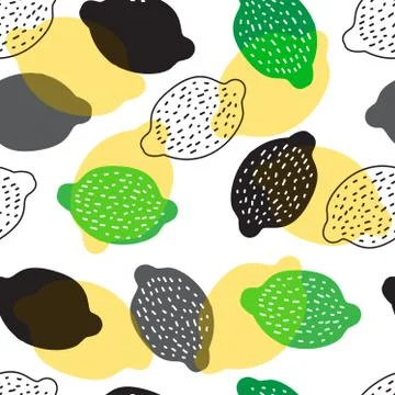 Seamless background with lemons different colors Stock Illustration