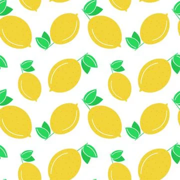 Seamless background with lemons. Vector, pattern with bright yellow citrus Illustrazione stock