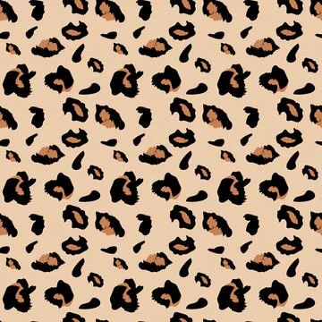 A seamless Background of Leopard atterns on cream background. Wildlife seam.. Stock Illustration