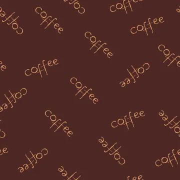 Seamless background with lettering coffee. Simple seamless coffee pattern in Stock Illustration