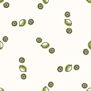 Seamless background lime slice. Gender neutral kid food pattern. Simple Illustrazione stock