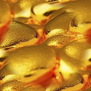 Seamless background with liquid gold and bubbles. Golden yellow seamless abst Stock Illustration