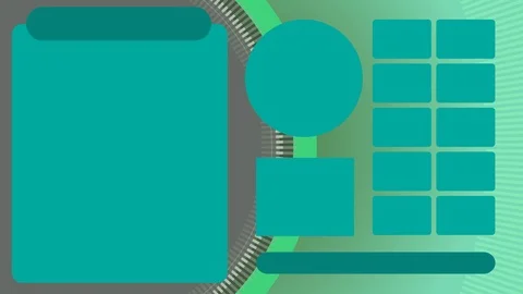 Seamless background loop for digital signage with multiple text blocks green Stockbeeldmateriaal 121093588