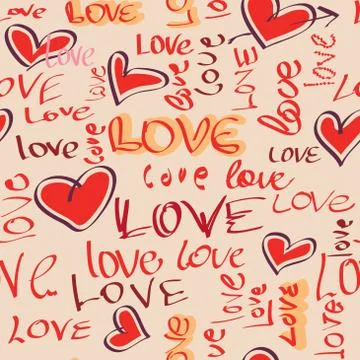 Seamless background Love Illustrazione stock