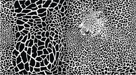 Seamless background made of leopard skin and giraffes Stock Illustration
