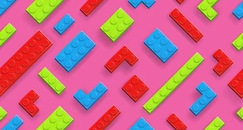 Seamless background made with realistic multicolor plastik constructor blocks on Stock Illustration