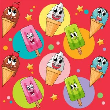 Seamless background with many icecream Stock Illustration