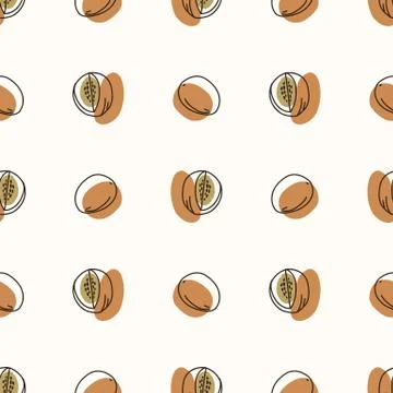 Seamless background melon. Gender neutral kid food pattern. Simple whimsical Stock Illustration