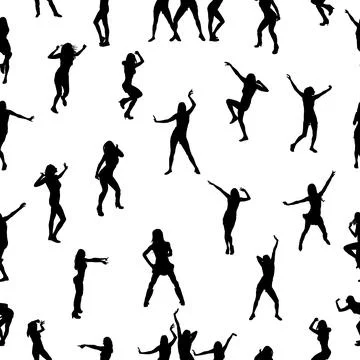 Seamless background monochrome dancing people. Vector illustration Stock Illustration