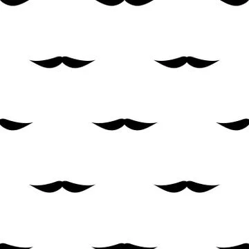 Seamless background, mustache on white background. Stock Illustration